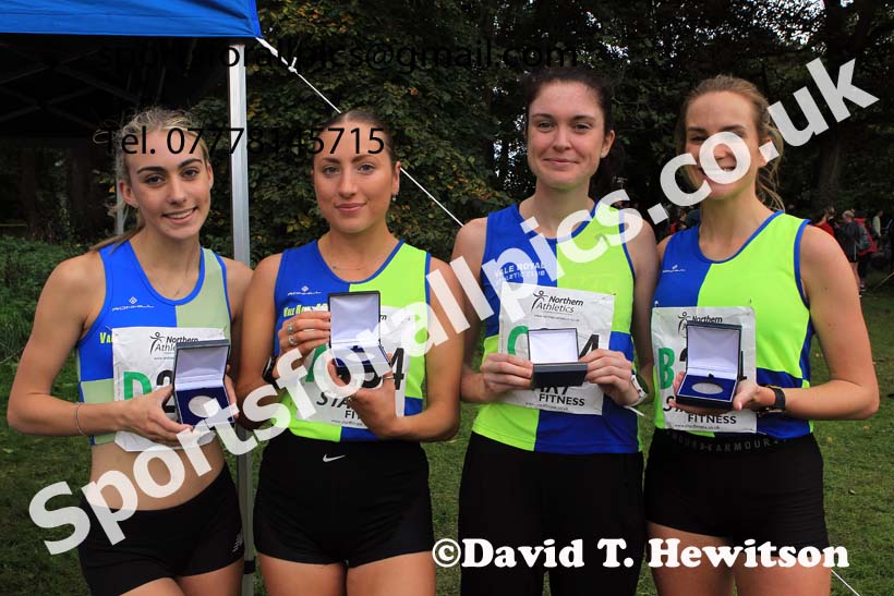 Senior womens Northern 4 Stage Relay, 2023 Northern 6 and 4 Stage Relays and Youngsters, Birkenhead Park, Wirral.  Photo: David T. Hewitson/Sports for All Pics
